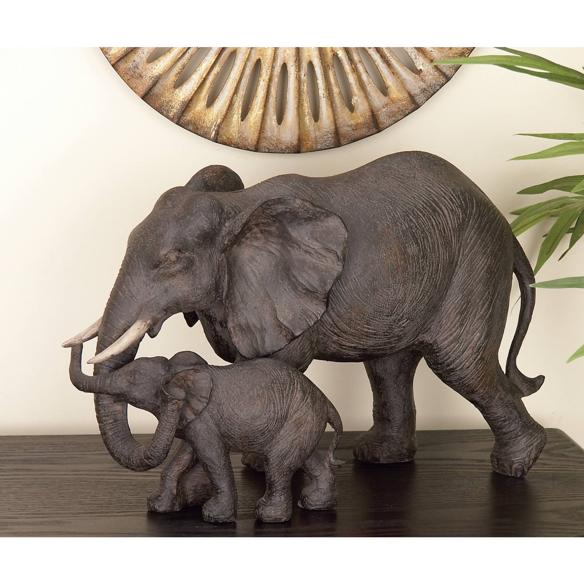 14" Dark Brown Eclectic Elephant Sculpture
